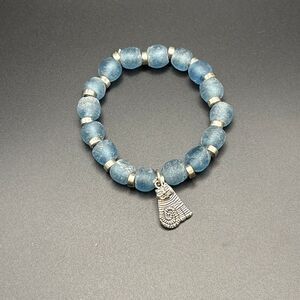 Handmade African Beaded Bracelet, NEW, Stretch, Blue, Artisan